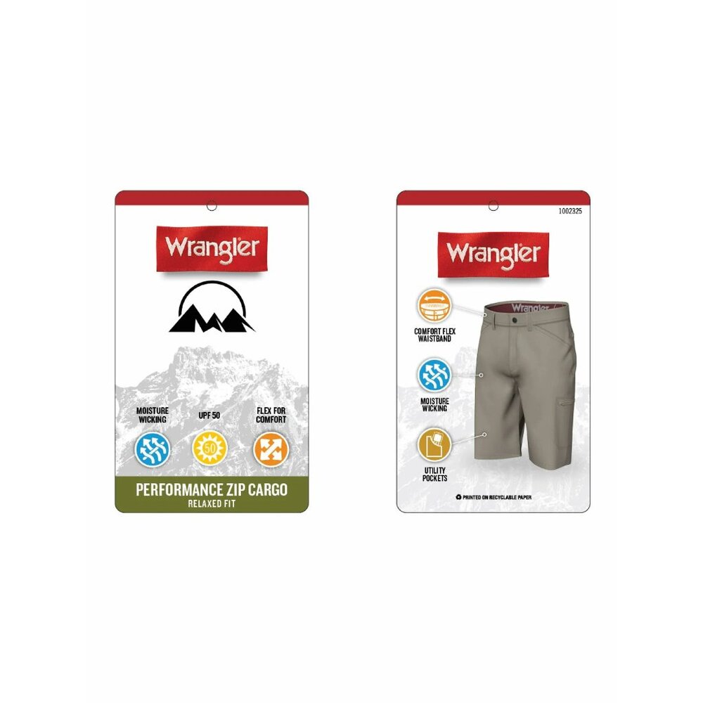 NWT Wrangler Men’s Outdoor Performance Zip Cargo Shorts – Khaki, 10” - Picture 6 of 9